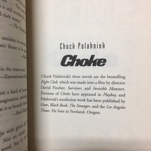 “Choke” by Chuck Pahalniuk - Picture 3 of 4